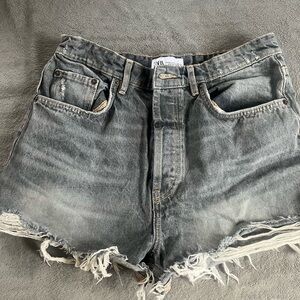 Gray denim Zara high rise shorts